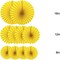 Party Hanging Paper Fans Decorations Set, Yellow Round Paper Fan Ceiling Party Decoration Suppiles,Set of 10